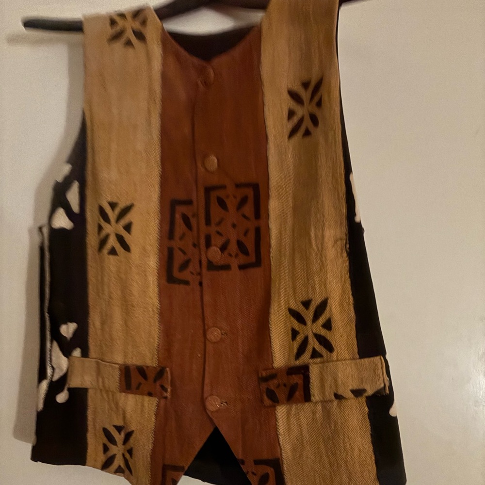 Tribal Patterned Vest in Brown and Black